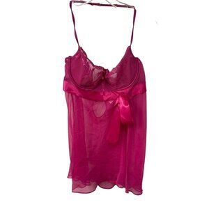 Vintage 05 Victoria's Secret Very Sexy 507344 Camisole Babydoll Pink Sheer 36C